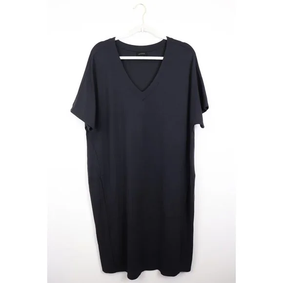 J. Jill Wearever Double-Face Jersey Dolman-Sleeve Dress Licorice Dark Grey XL - Picture 2 of 9